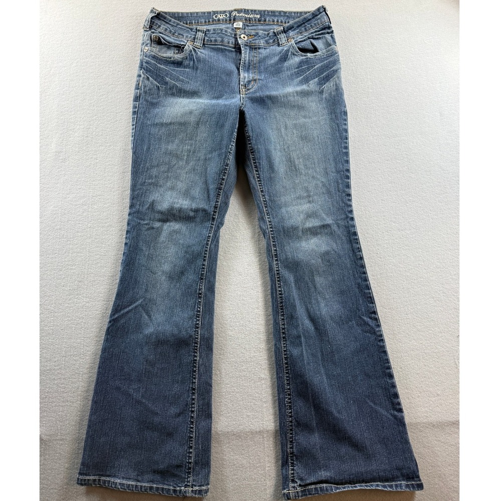 Cato Premium Jean Women 14 Blue MidRise Bootcut Whisker Wash Stretch Denim 35x31